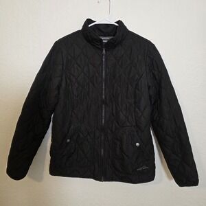 Eddie Bauer Zip Up‎ Black Puffer Jacket Winter Snow Womens Size Large